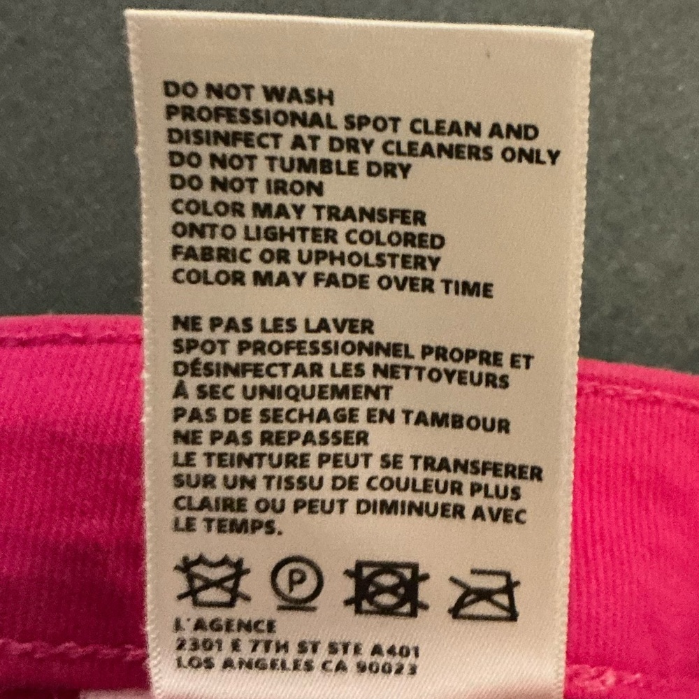 NWT L’AGENCE Marty High Rise Flare Coated Jeans Fuchsia Pink Leather Look Sz 26 - Picture 10 of 15
